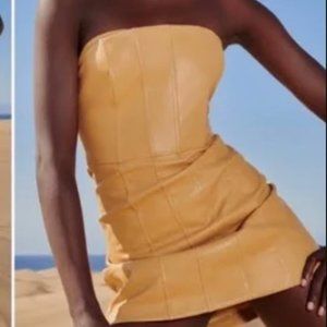 Zara Tan Mini Faux Leather Dress